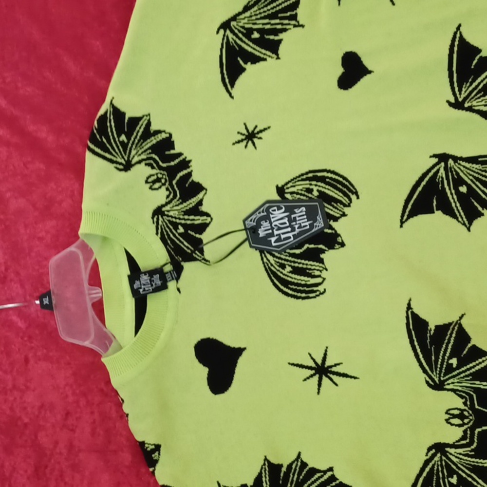 Neon Yellow Bat Sweater - Picture 10 of 13